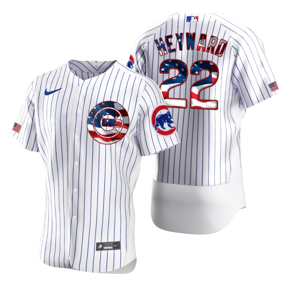 Chicago Cubs 22 Jason Heyward Men Nike White Fluttering USA Flag Limited Edition Authentic MLB Jersey